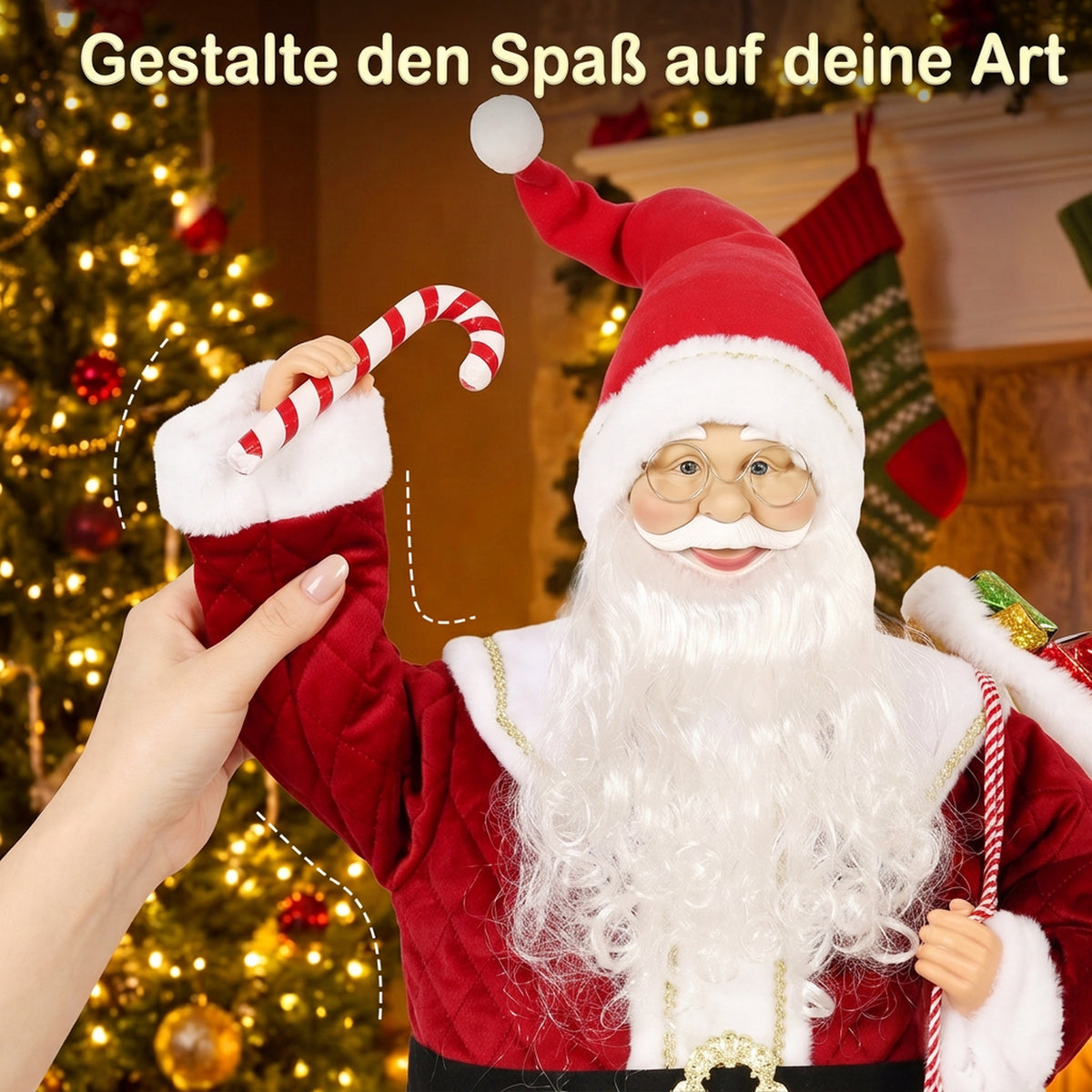 Animierter singender Weihnachtsmann 120 cm