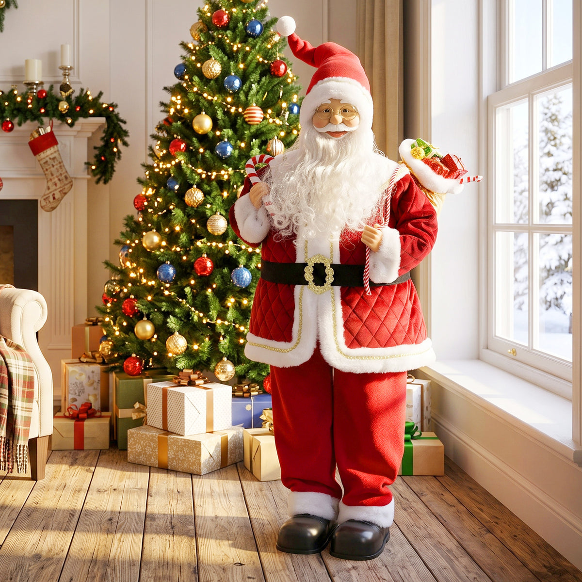 Animierter singender Weihnachtsmann 120 cm