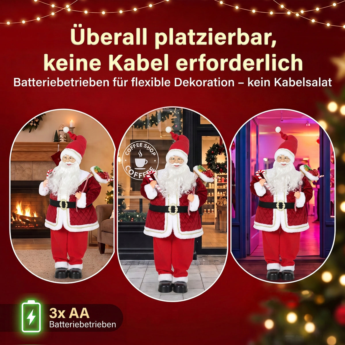 Animierter singender Weihnachtsmann 120 cm