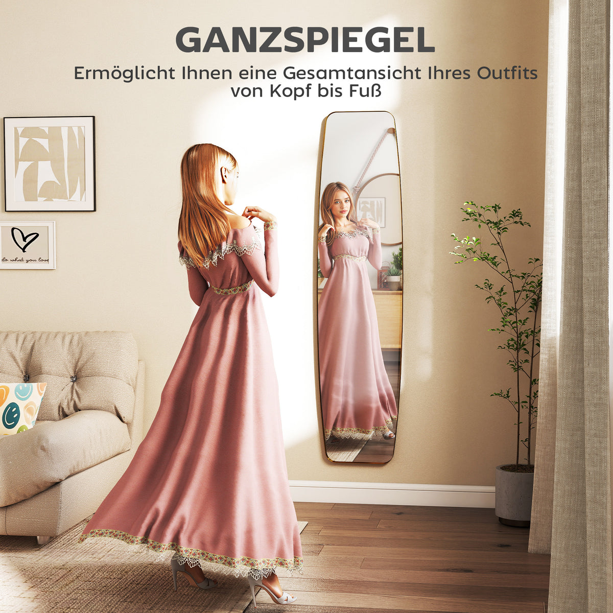 Ganzkörperspiegel mit Metallrahmen