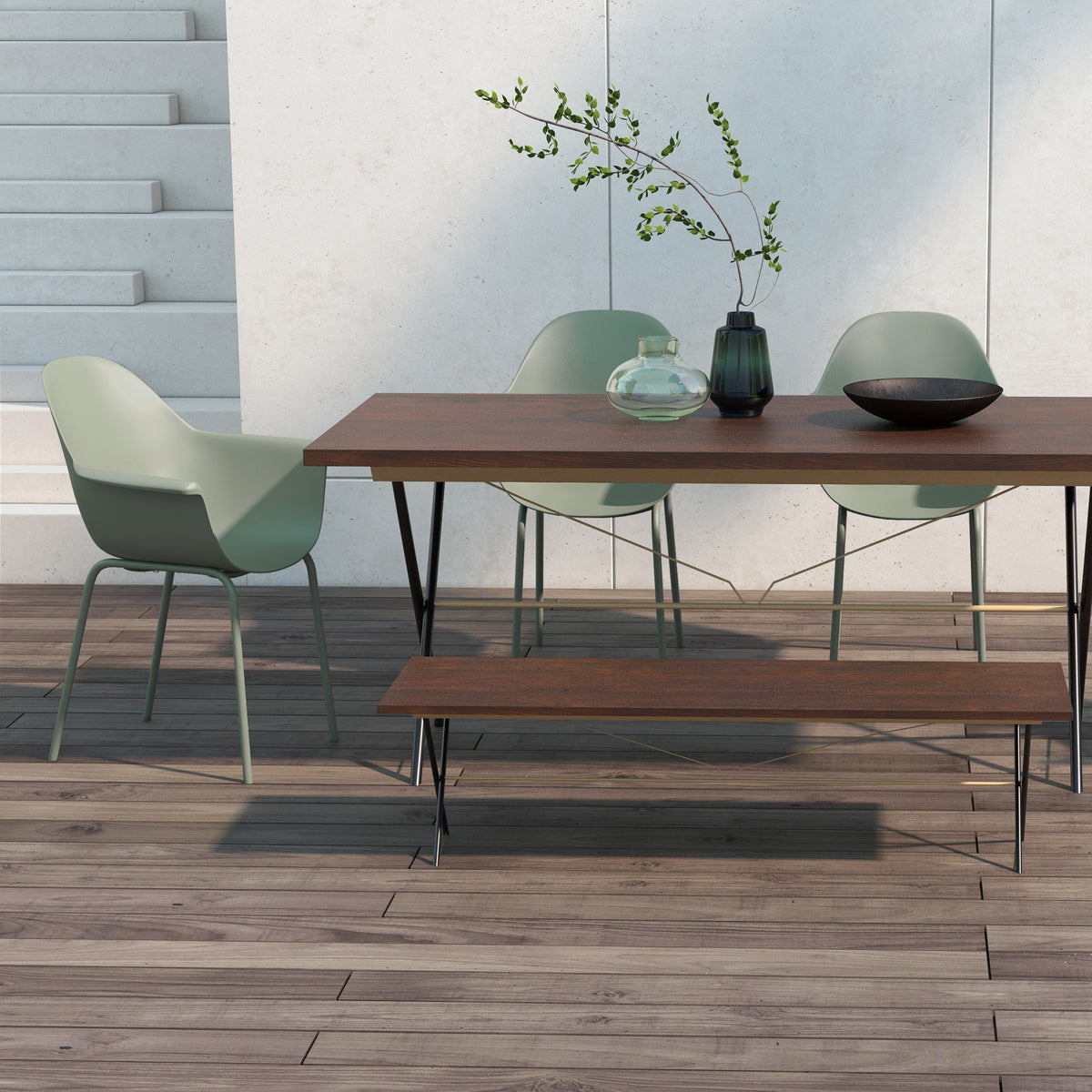 Gartenstuhl-Set aus Stahl und Kunststoff, 4-teilig