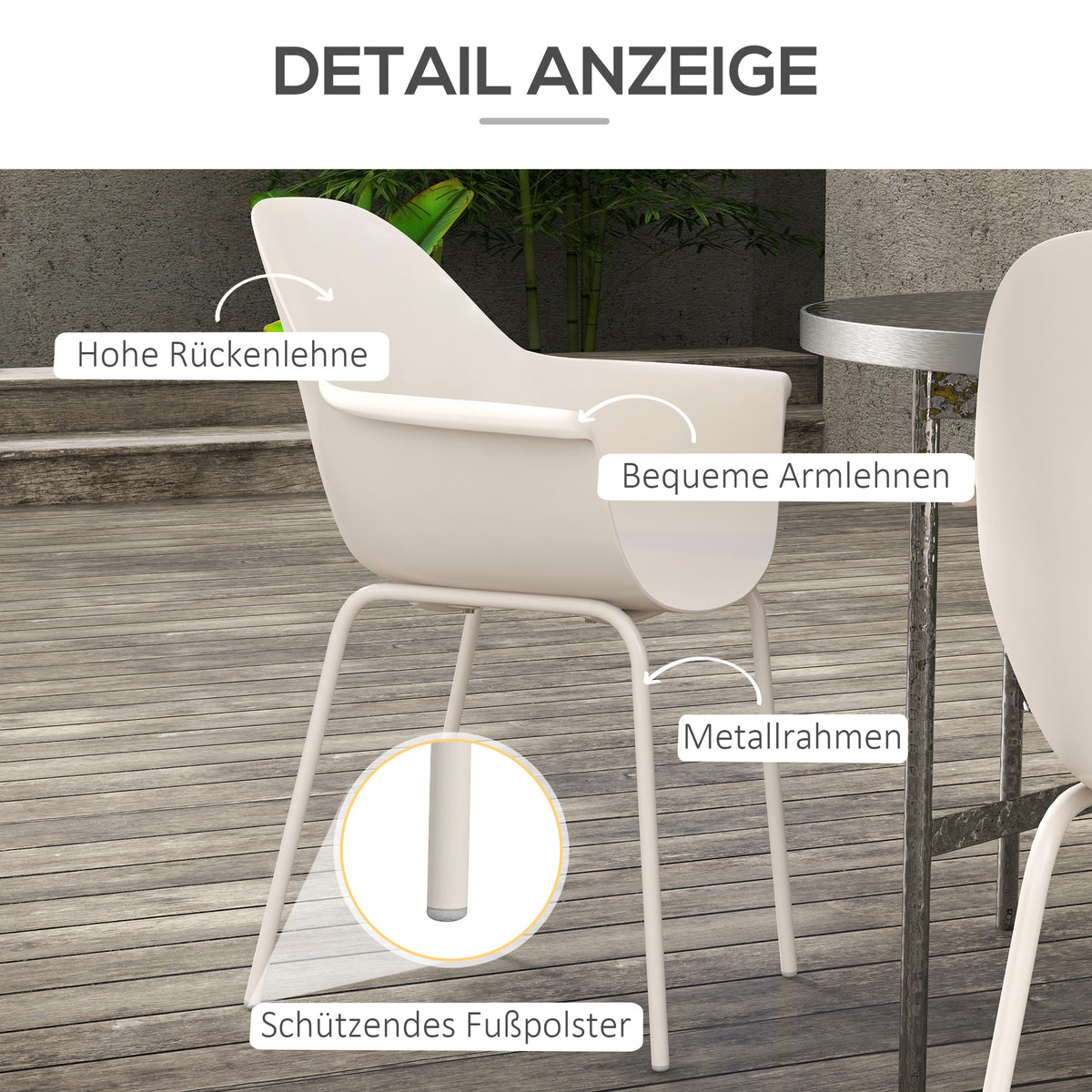 Gartenstuhl-Set aus Stahl und Kunststoff, 4-teilig