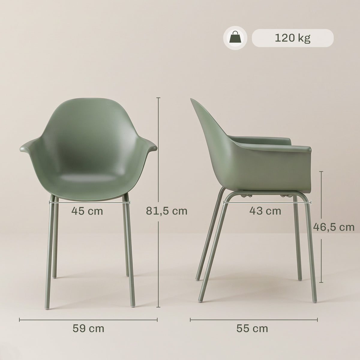 Gartenstuhl-Set aus Stahl und Kunststoff, 4-teilig