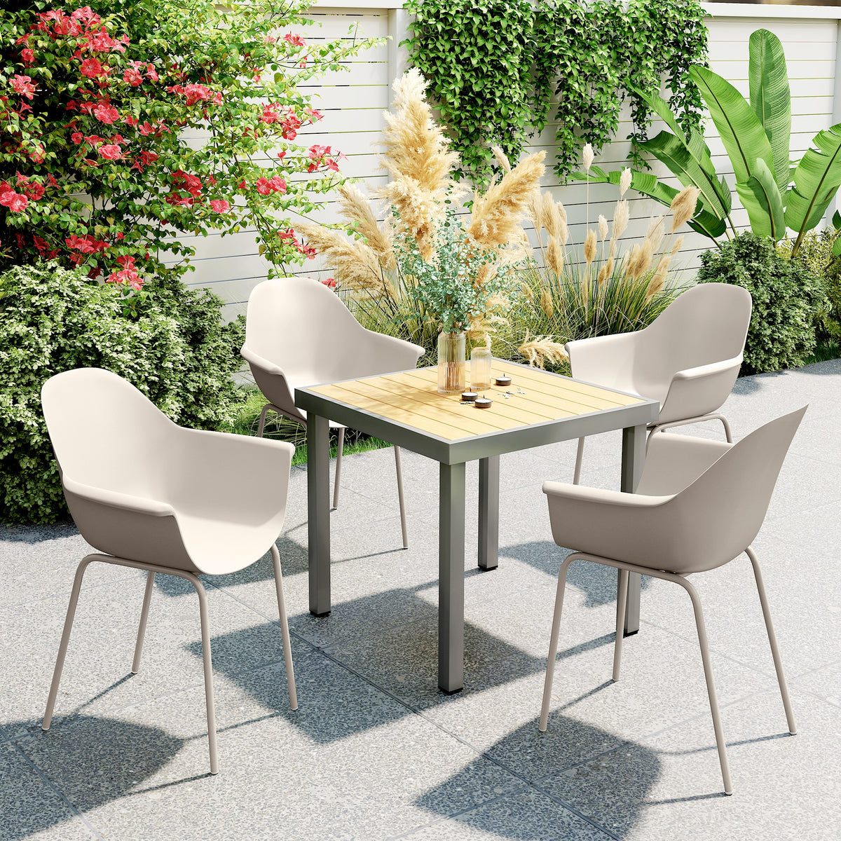Gartenstuhl-Set aus Stahl und Kunststoff, 4-teilig