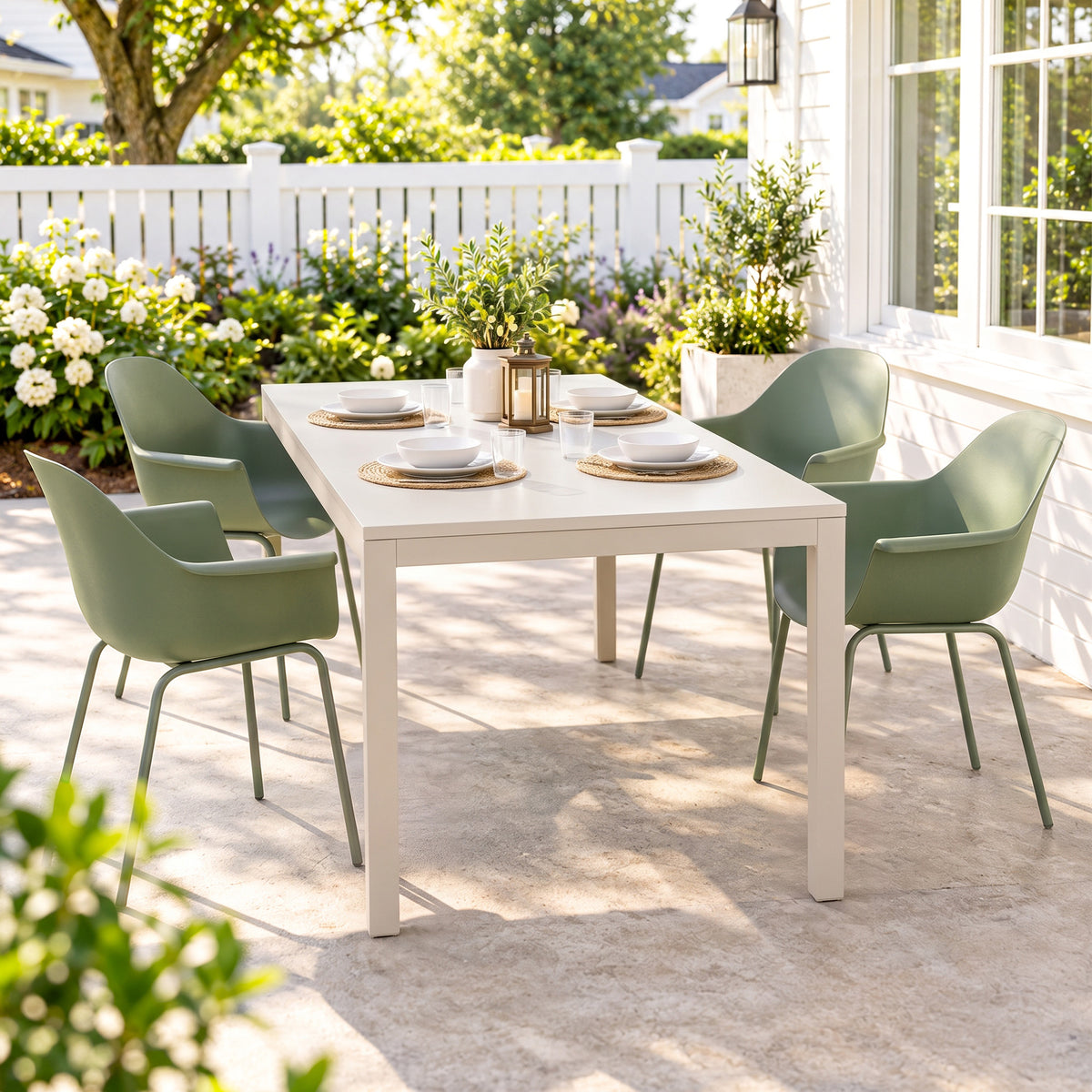 Gartenstuhl-Set aus Stahl und Kunststoff, 4-teilig