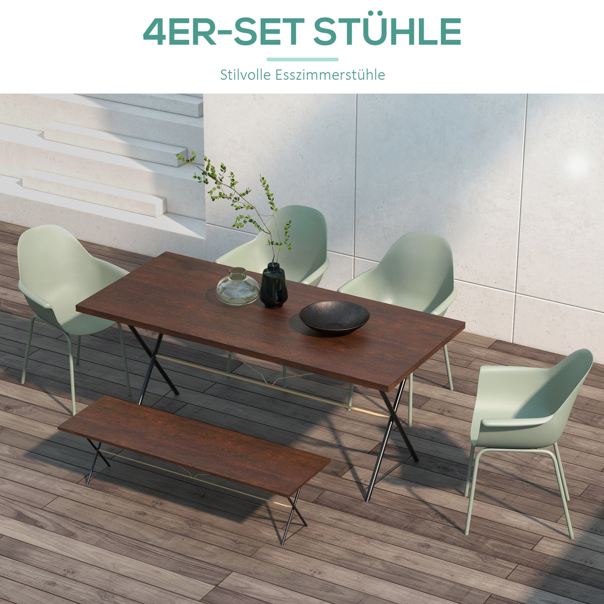 Gartenstuhl-Set aus Stahl und Kunststoff, 4-teilig