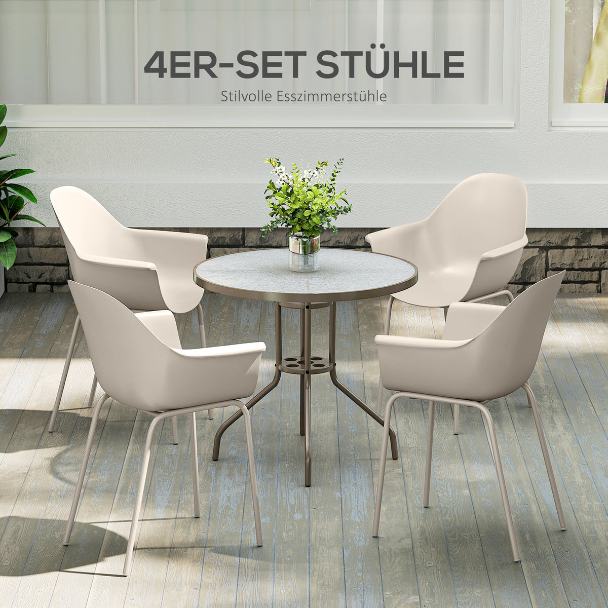 Gartenstuhl-Set aus Stahl und Kunststoff, 4-teilig