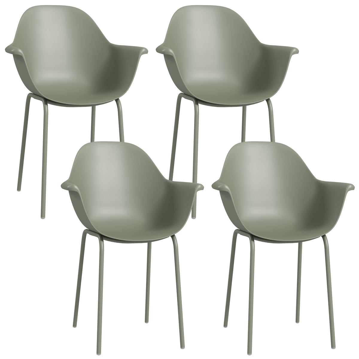 Gartenstuhl-Set aus Stahl und Kunststoff, 4-teilig
