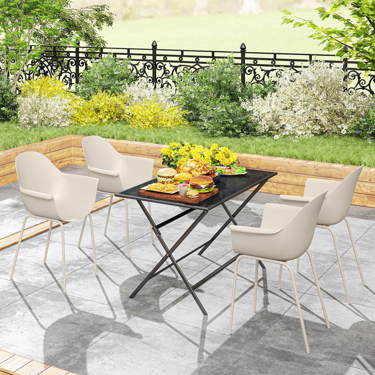 Gartenstuhl-Set aus Stahl und Kunststoff, 4-teilig