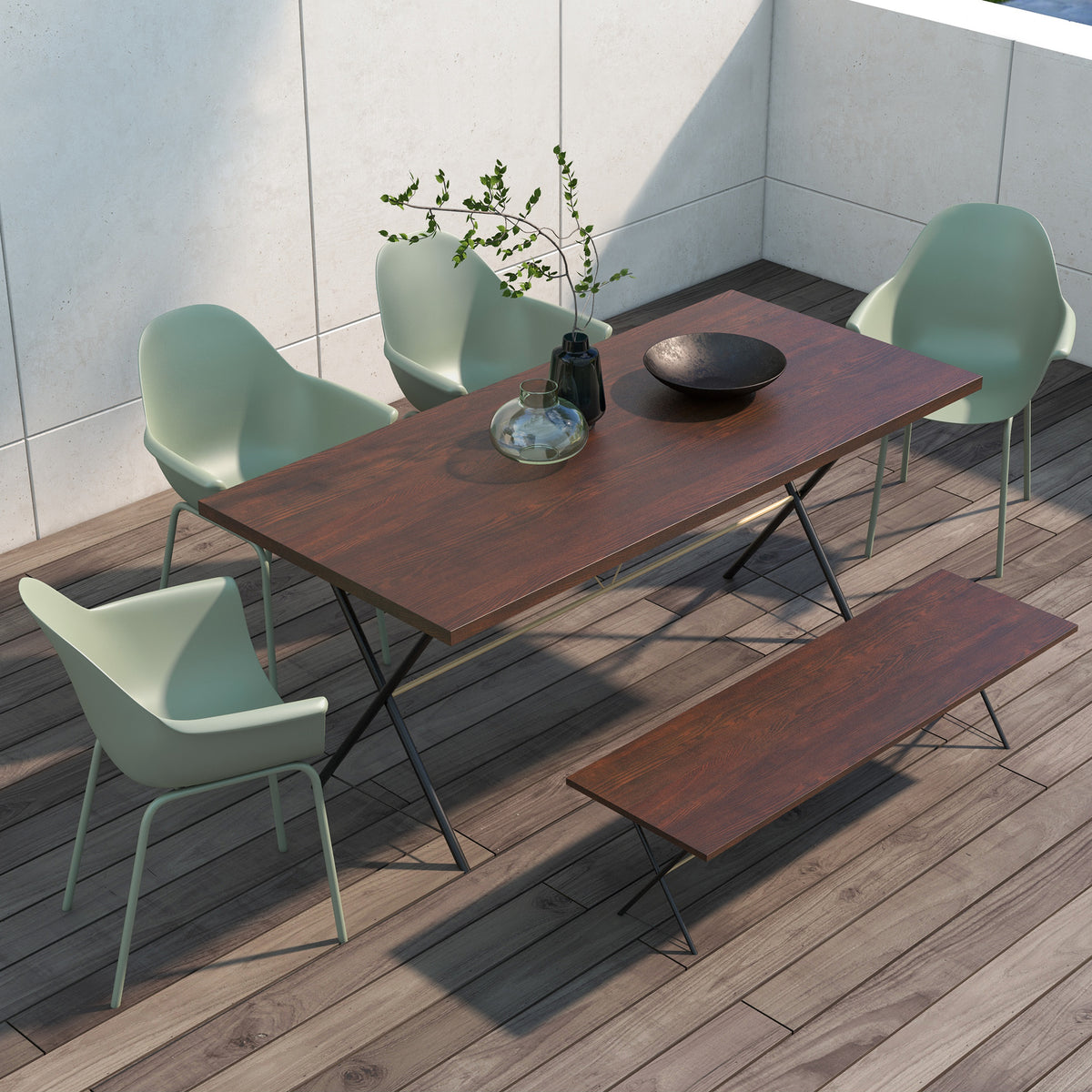 Gartenstuhl-Set aus Stahl und Kunststoff, 4-teilig