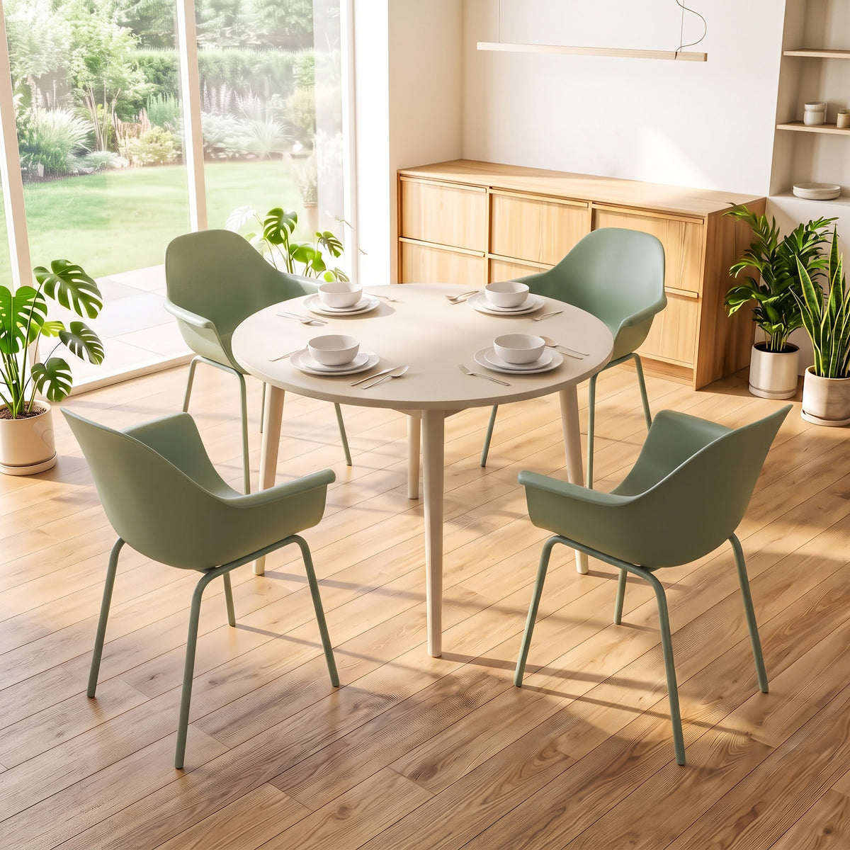 Gartenstuhl-Set aus Stahl und Kunststoff, 4-teilig