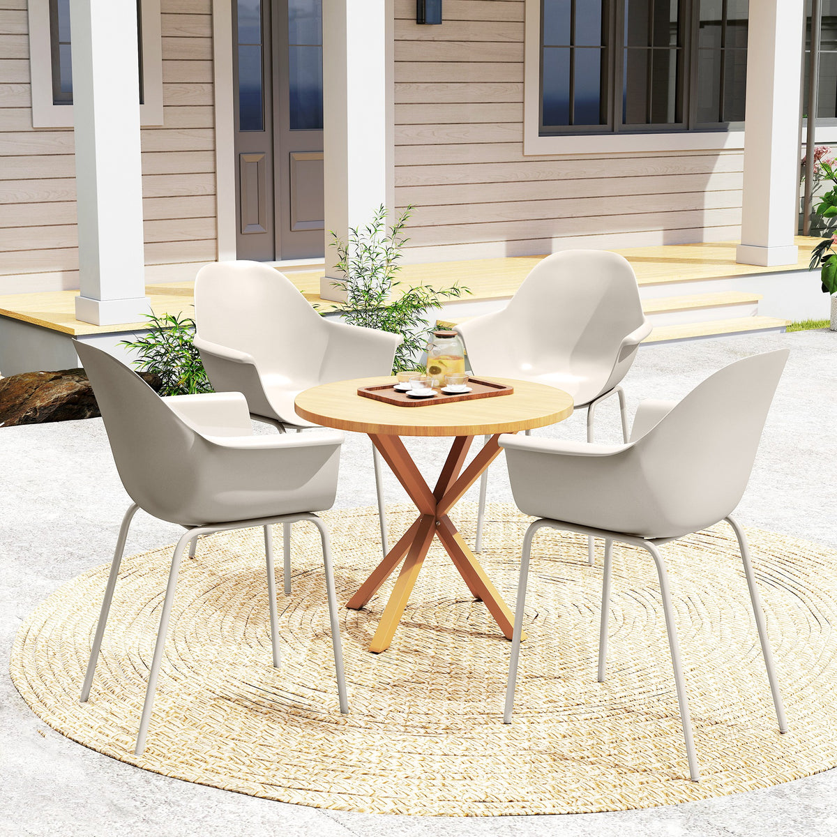 Gartenstuhl-Set aus Stahl und Kunststoff, 4-teilig