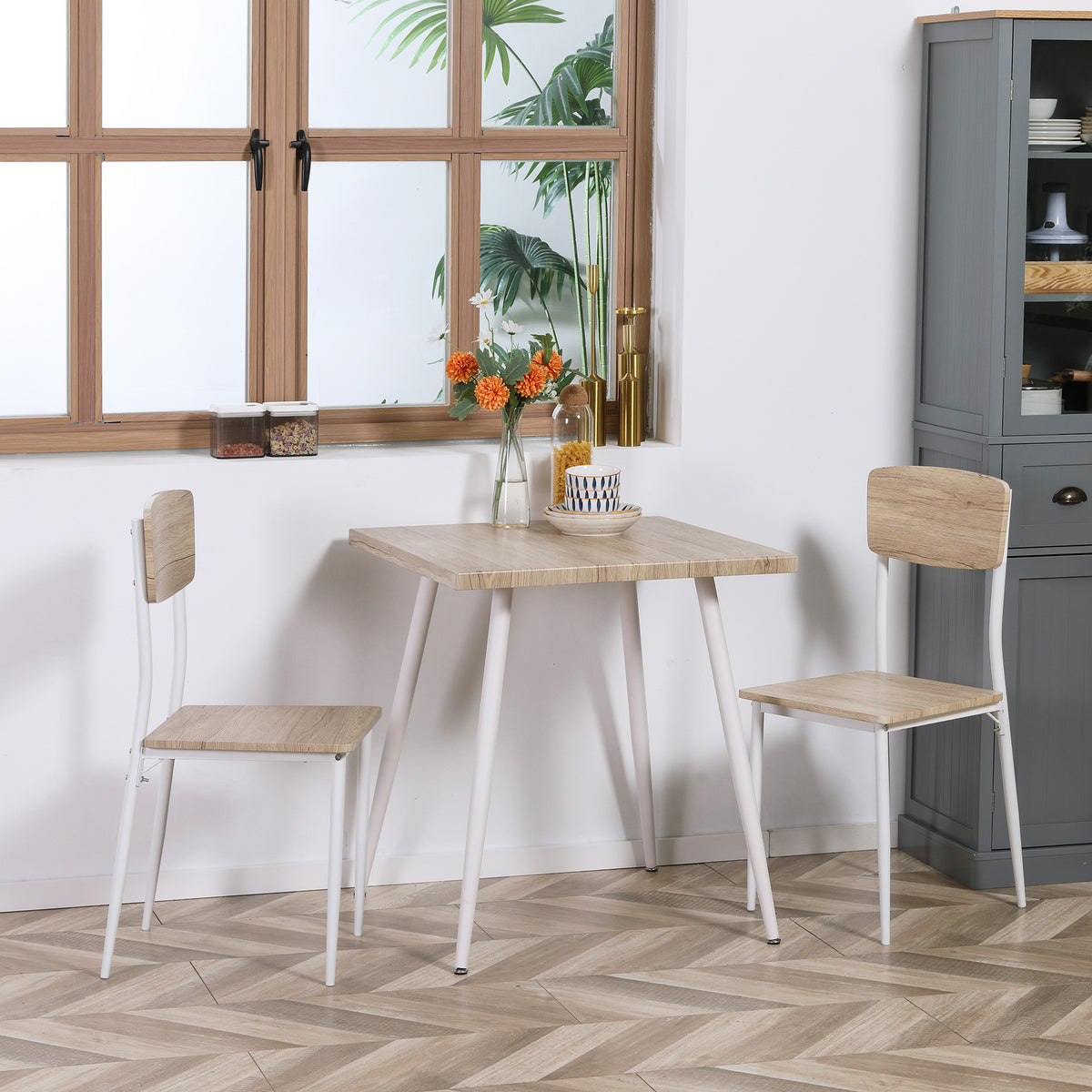 3-teiliges Essgruppen-Set mit Tisch und 2 Stühlen