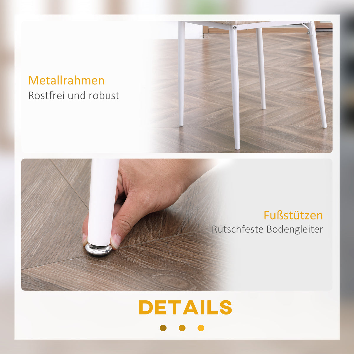 3-teiliges Essgruppen-Set mit Tisch und 2 Stühlen