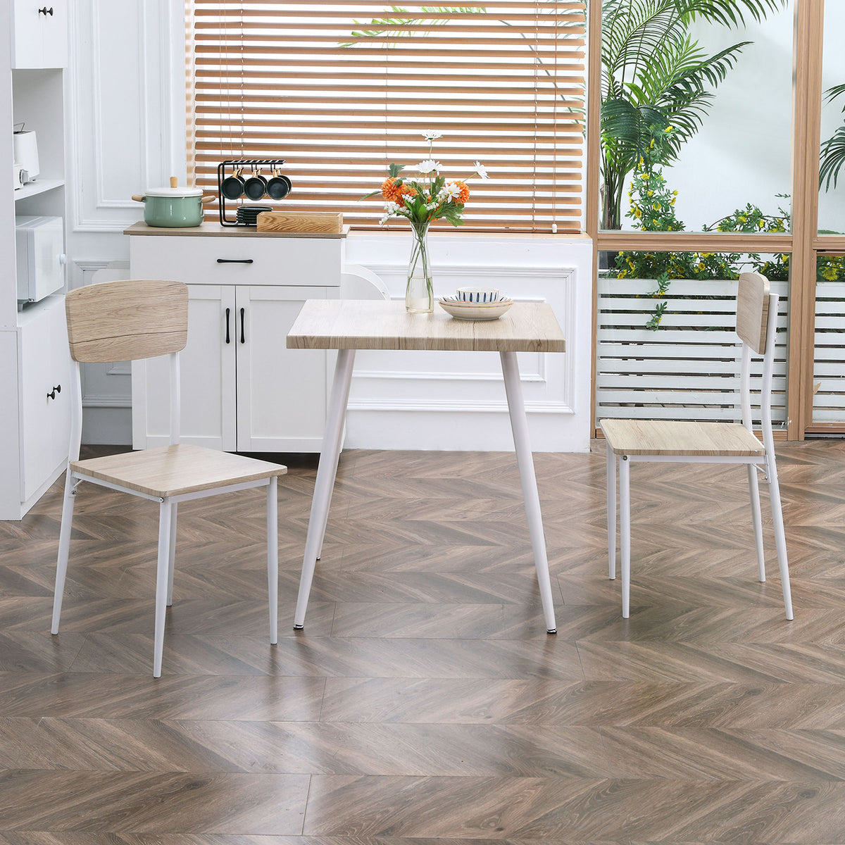 3-teiliges Essgruppen-Set mit Tisch und 2 Stühlen