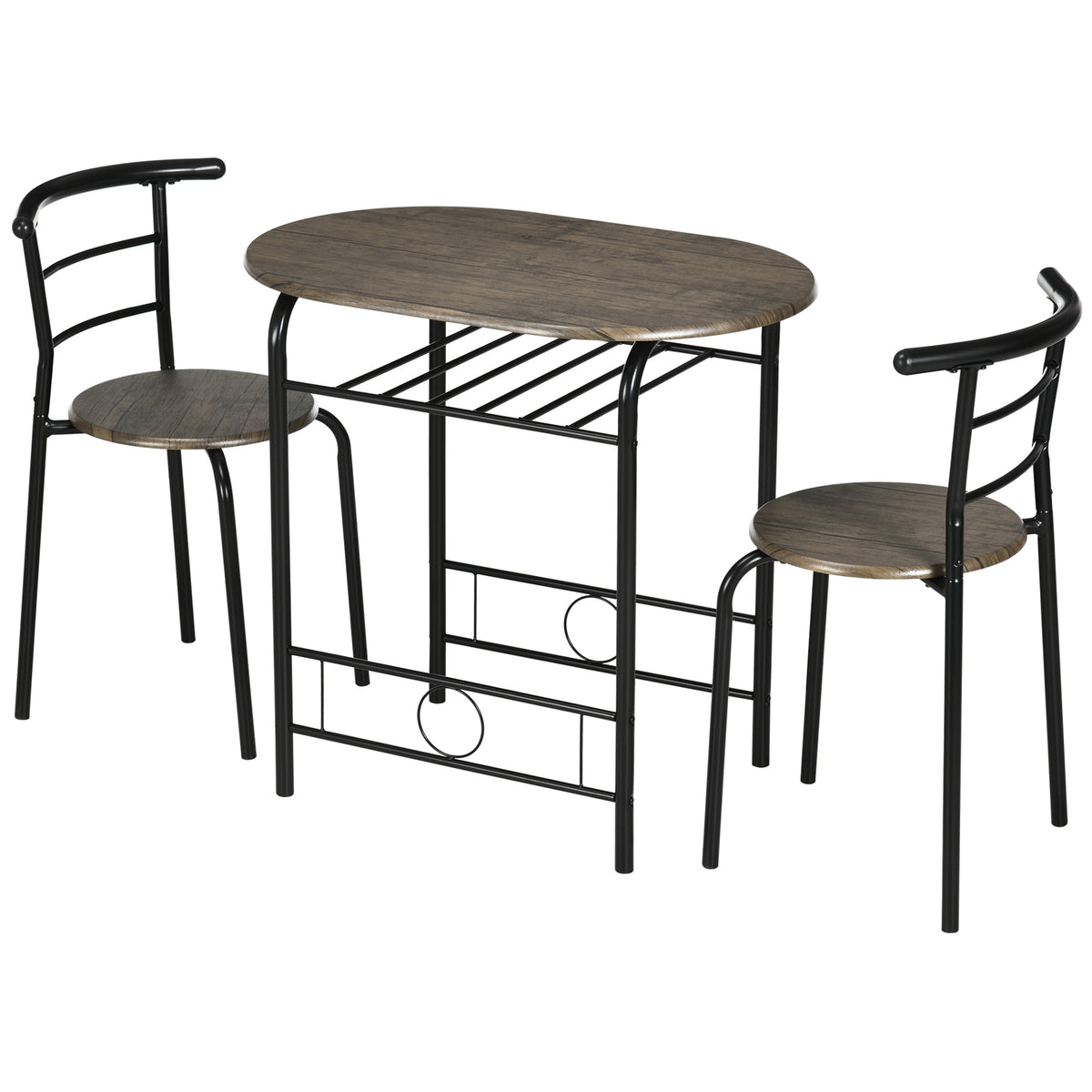 3-teiliges Essgruppen-Set mit Tisch und 2 Stühlen
