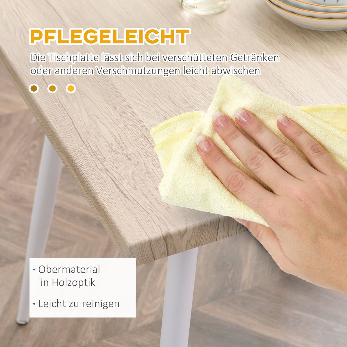 3-teiliges Essgruppen-Set mit Tisch und 2 Stühlen