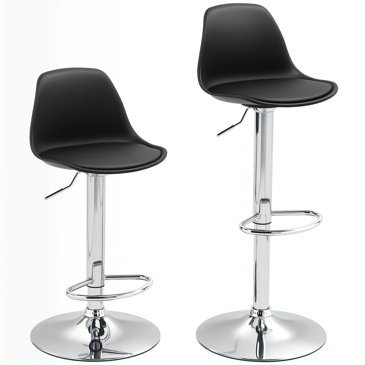 2er-Set höhenverstellbare Barhocker mit Lehne
