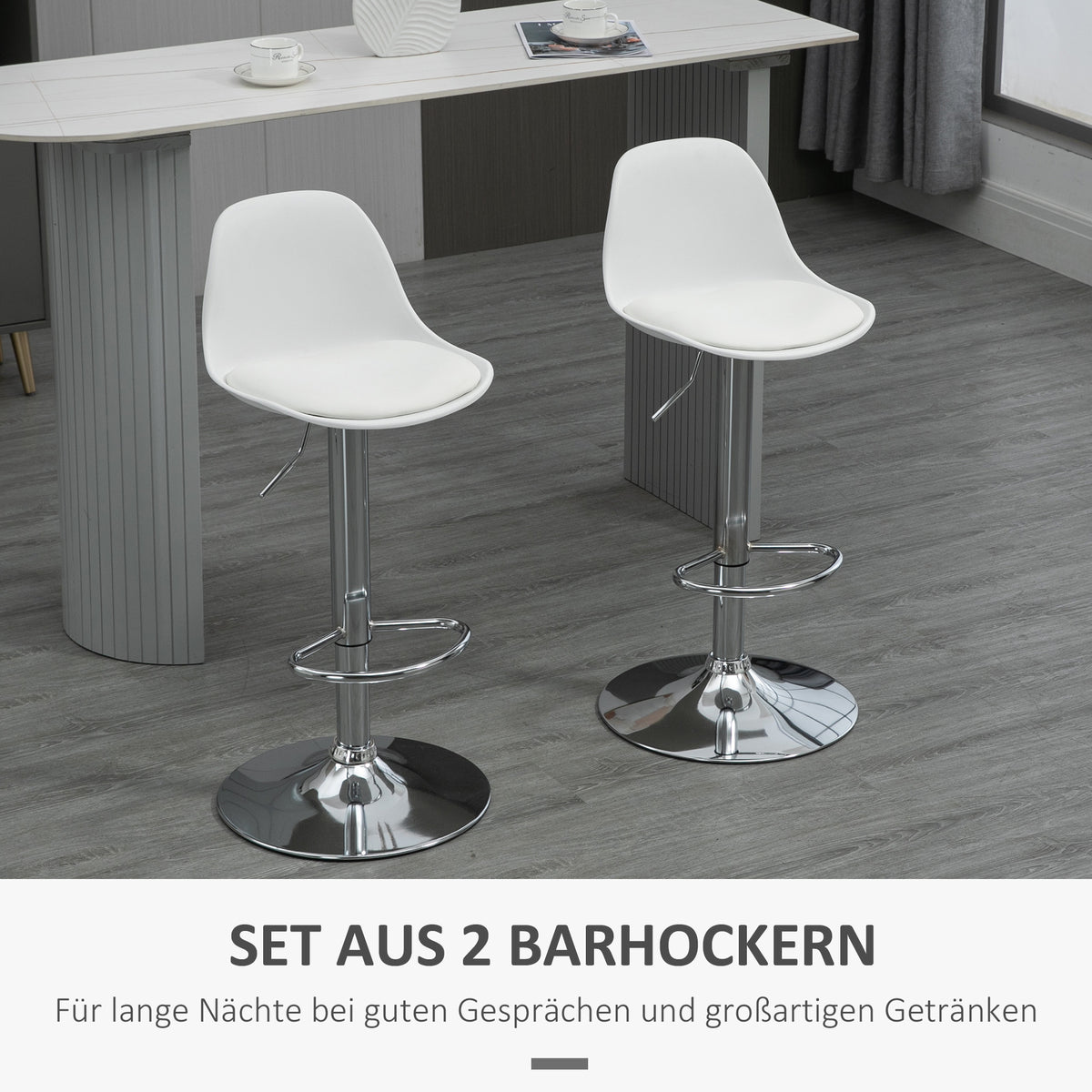 2er-Set höhenverstellbare Barhocker mit Lehne