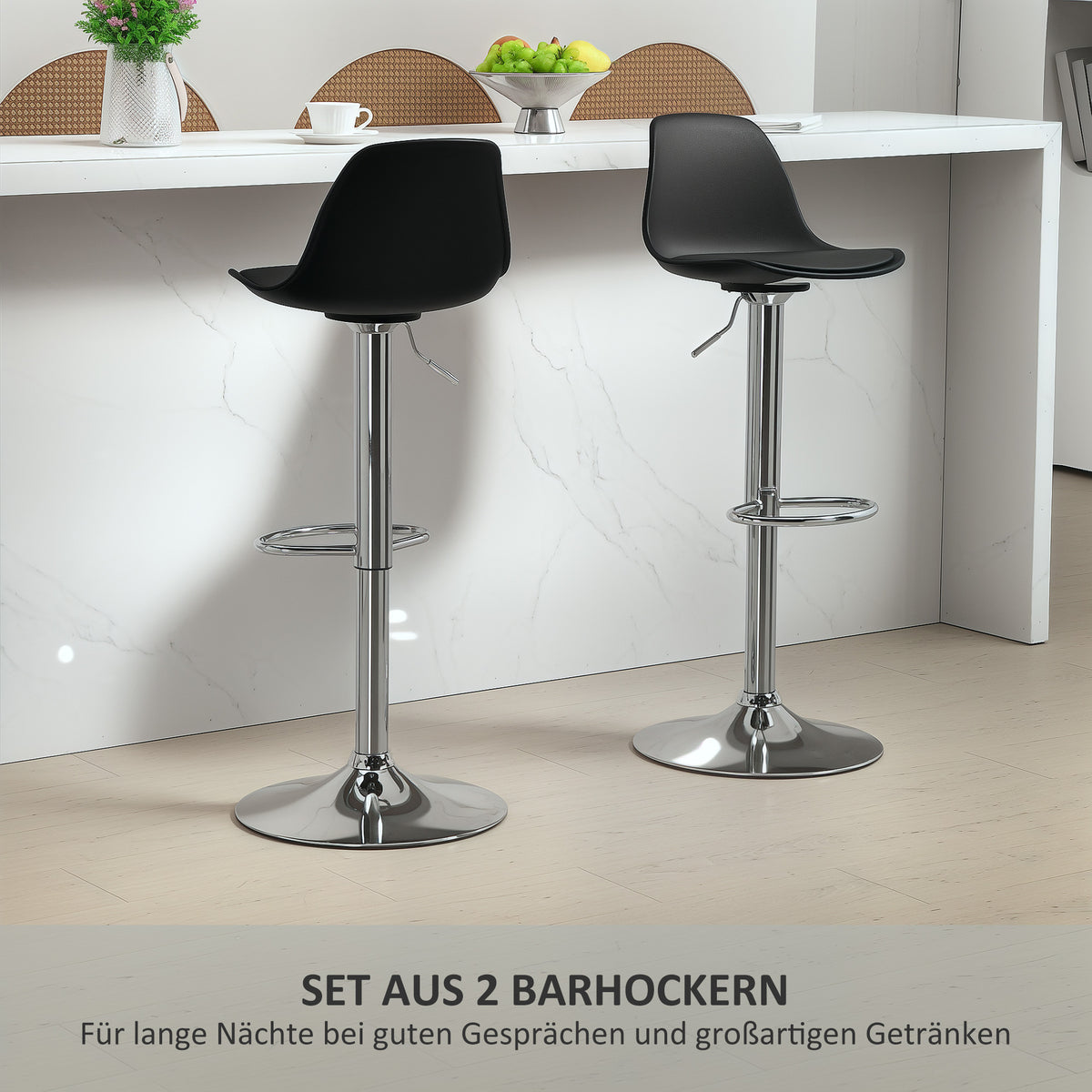 2er-Set höhenverstellbare Barhocker mit Lehne