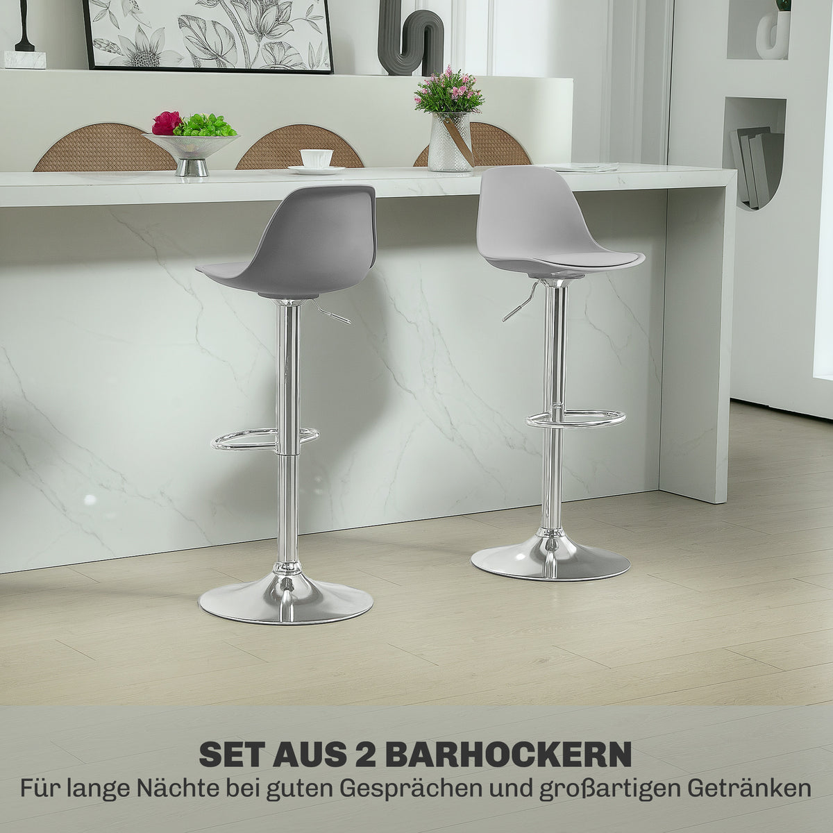 2er-Set höhenverstellbare Barhocker mit Lehne
