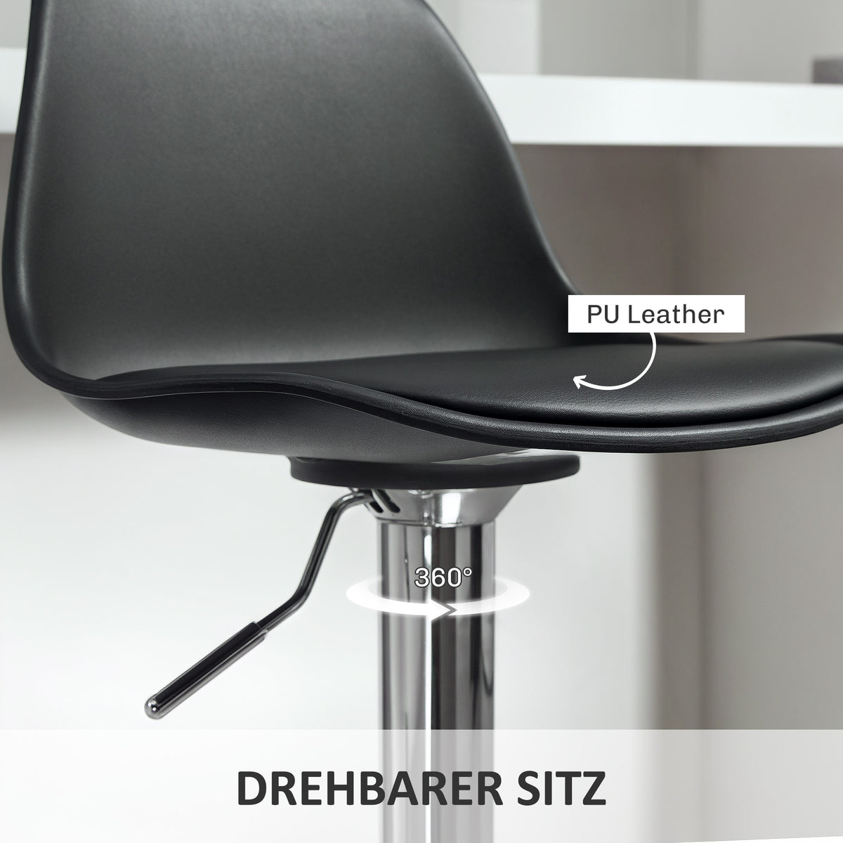 2er-Set höhenverstellbare Barhocker mit Lehne