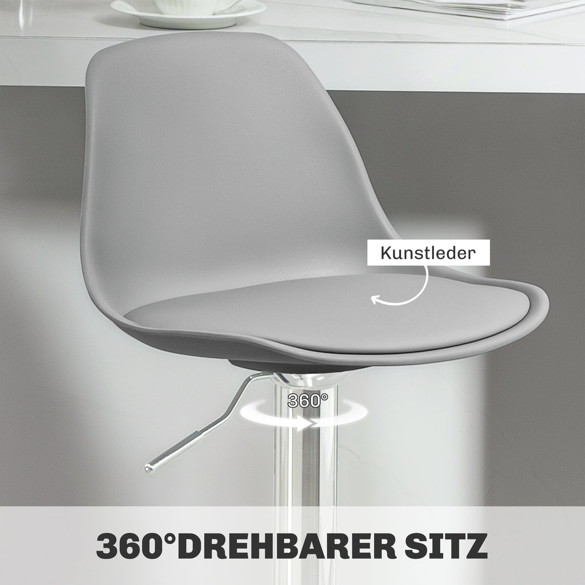 2er-Set höhenverstellbare Barhocker mit Lehne