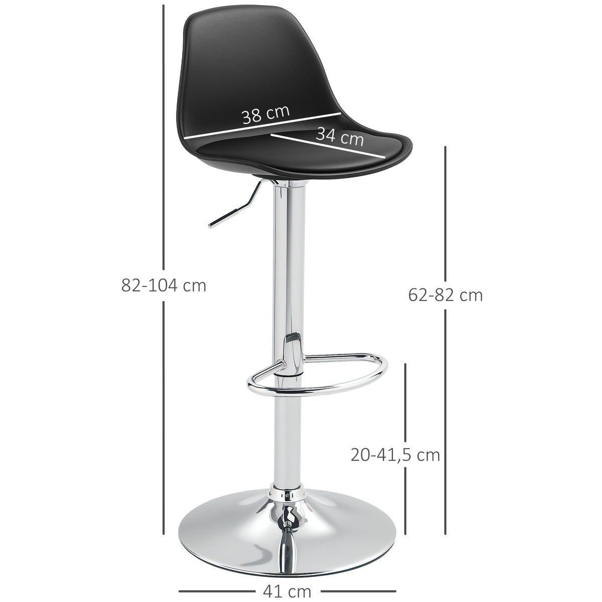 2er-Set höhenverstellbare Barhocker mit Lehne