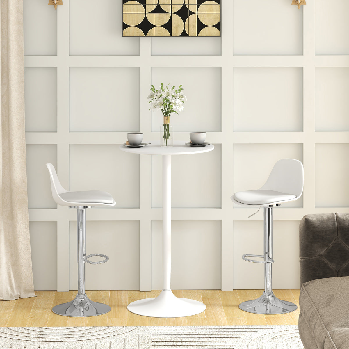 2er-Set höhenverstellbare Barhocker mit Lehne