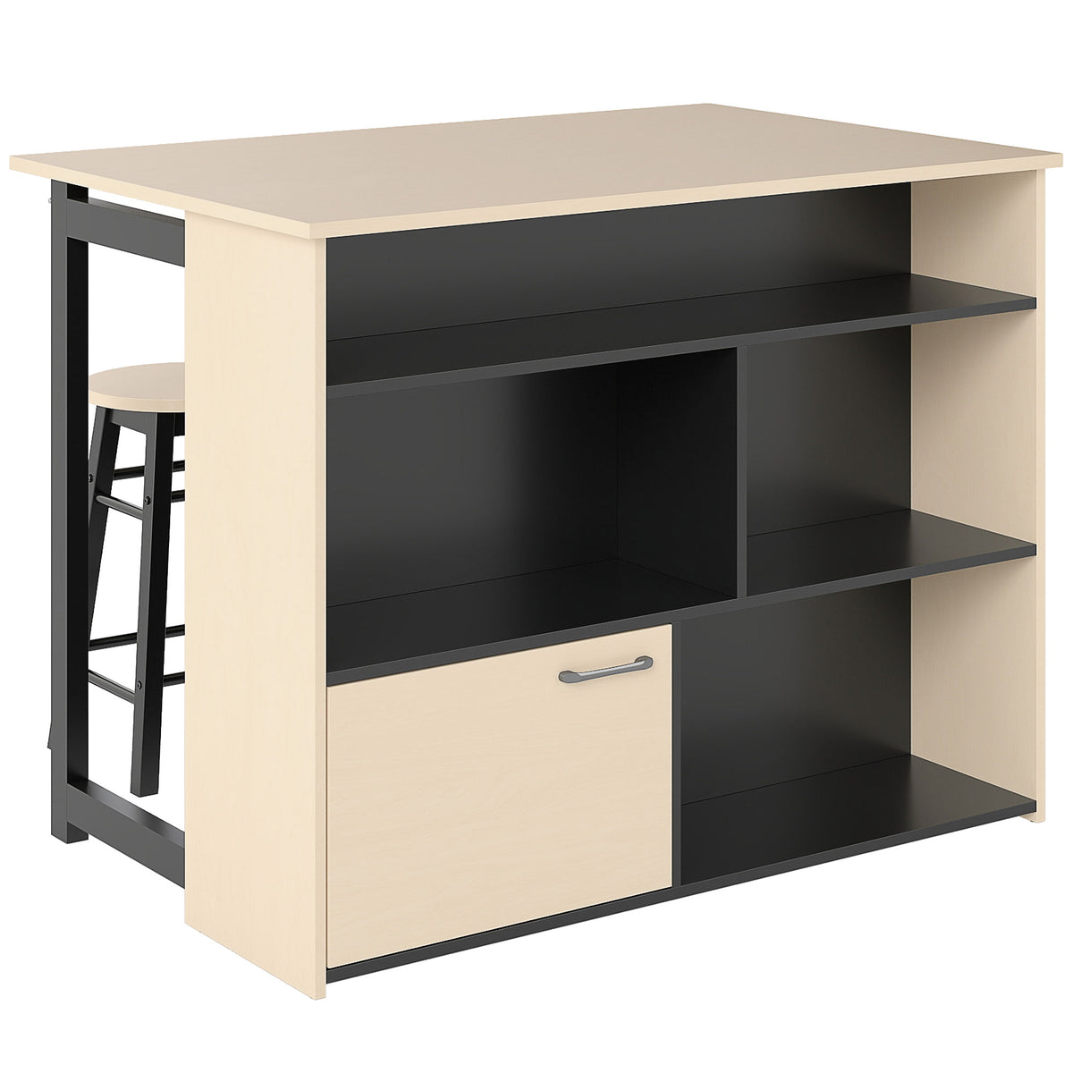 Bartisch-Set mit Klappplatte und 2 Barhockern