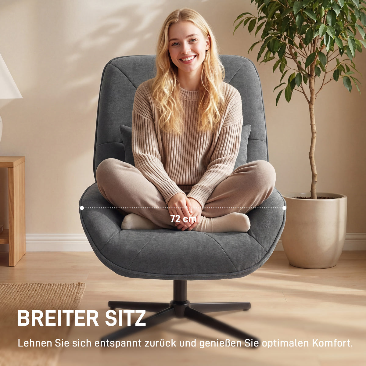 Drehbarer Chenille-Sessel mit Lendenkissen