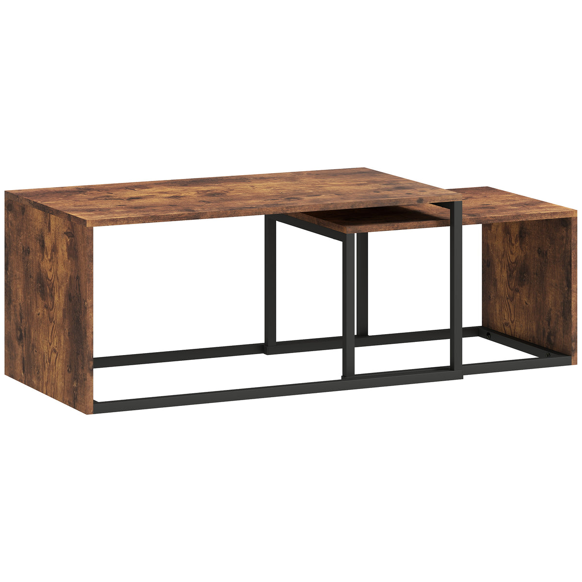 2er-Couchtisch-Set aus Holzwerkstoff und Metall