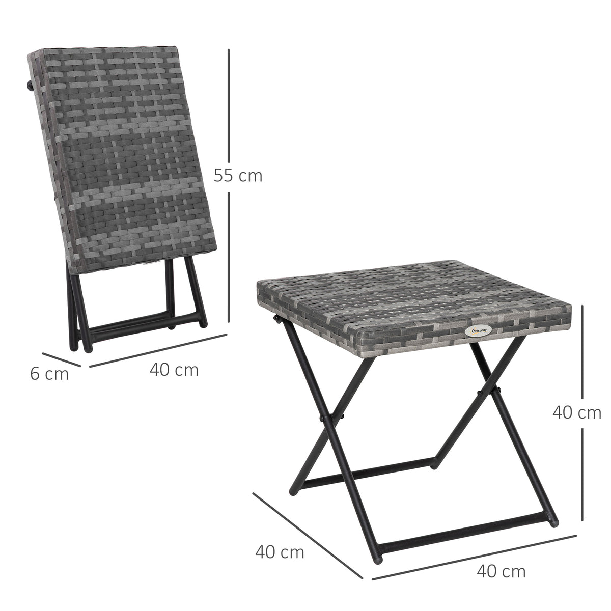 Klapptisch aus Polyrattan mit Stahlgestell