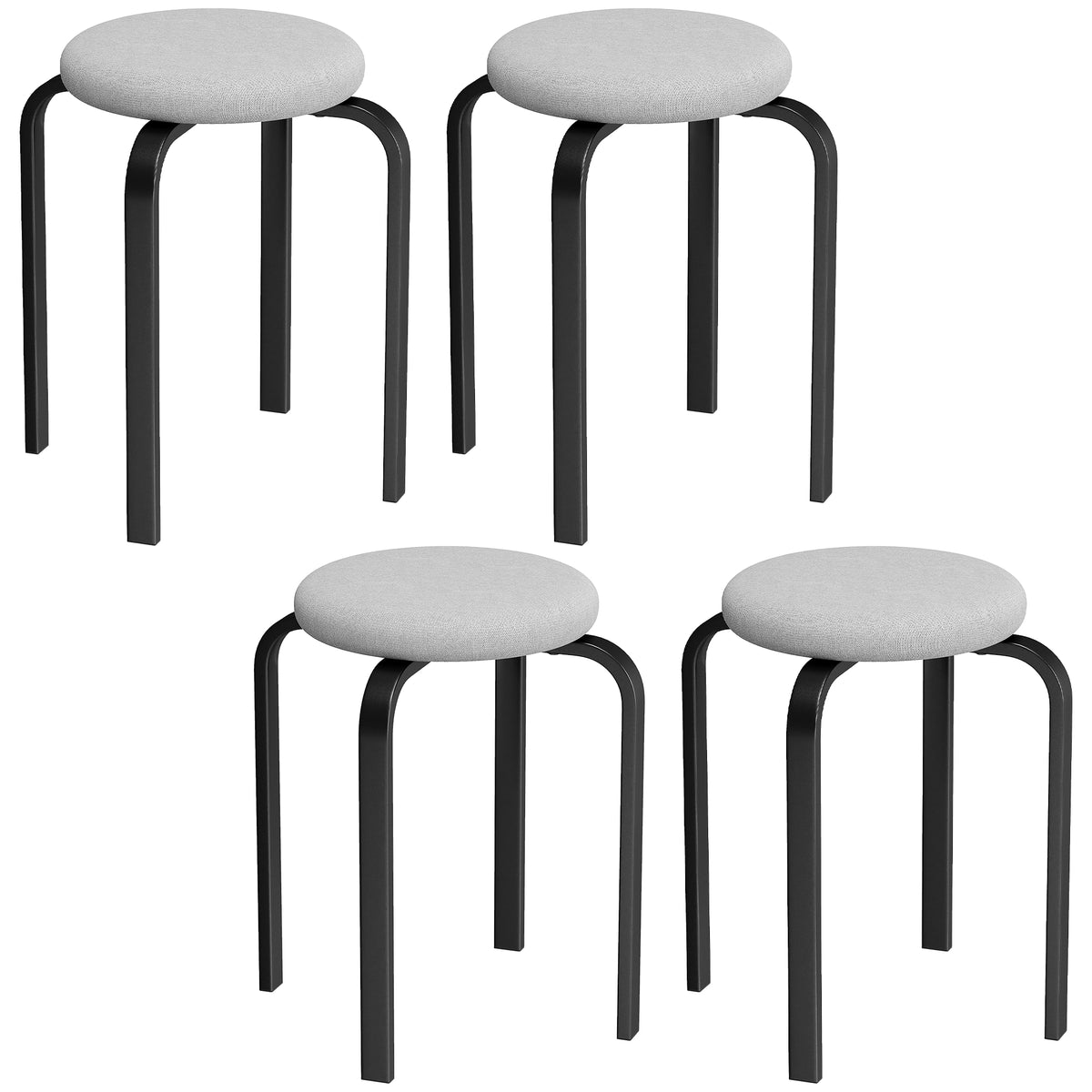 Stapelbare Hocker im 4er-Set, gepolstert