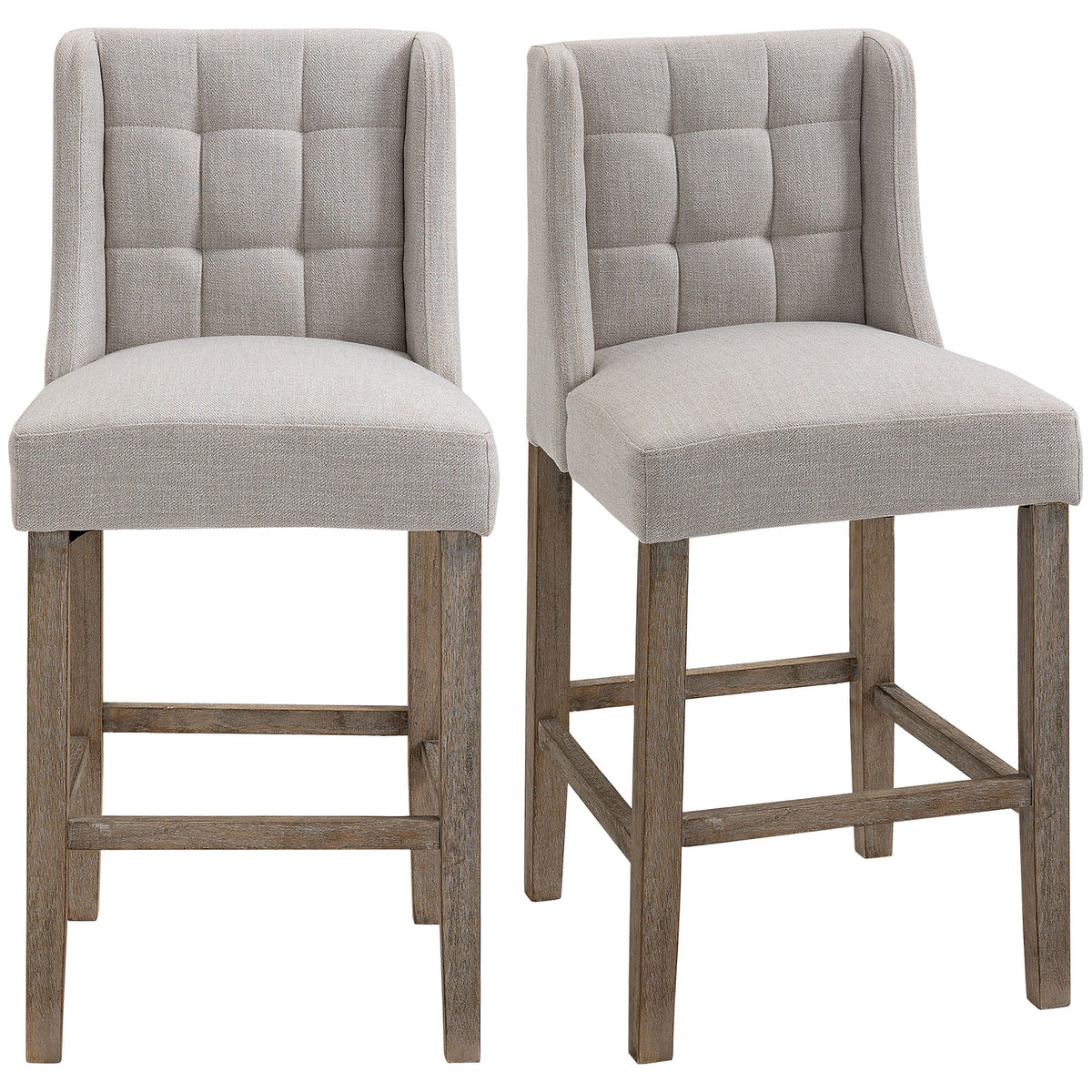 2er-Set Barhocker mit Rückenlehne und Fußstütze