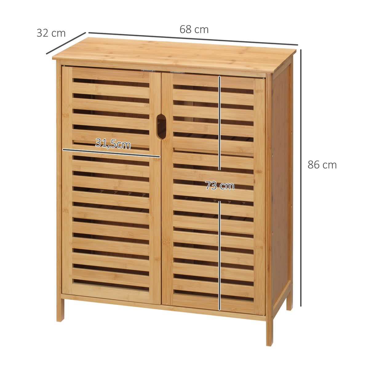 Badezimmerschrank mit Lamellentüren aus Bambus
