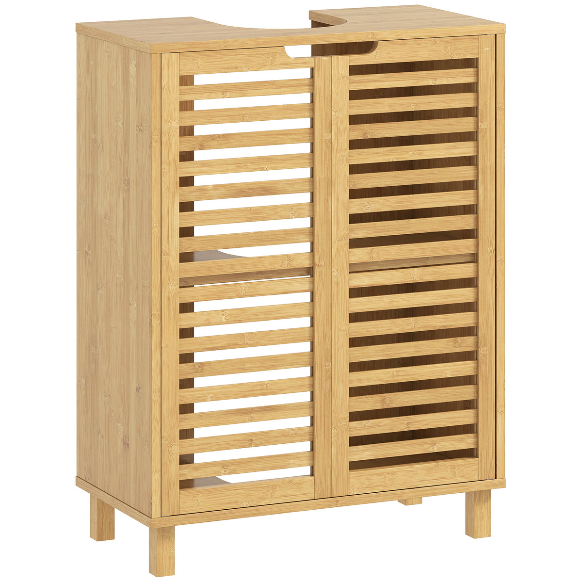 Badezimmerschrank mit Lamellentüren aus Bambus