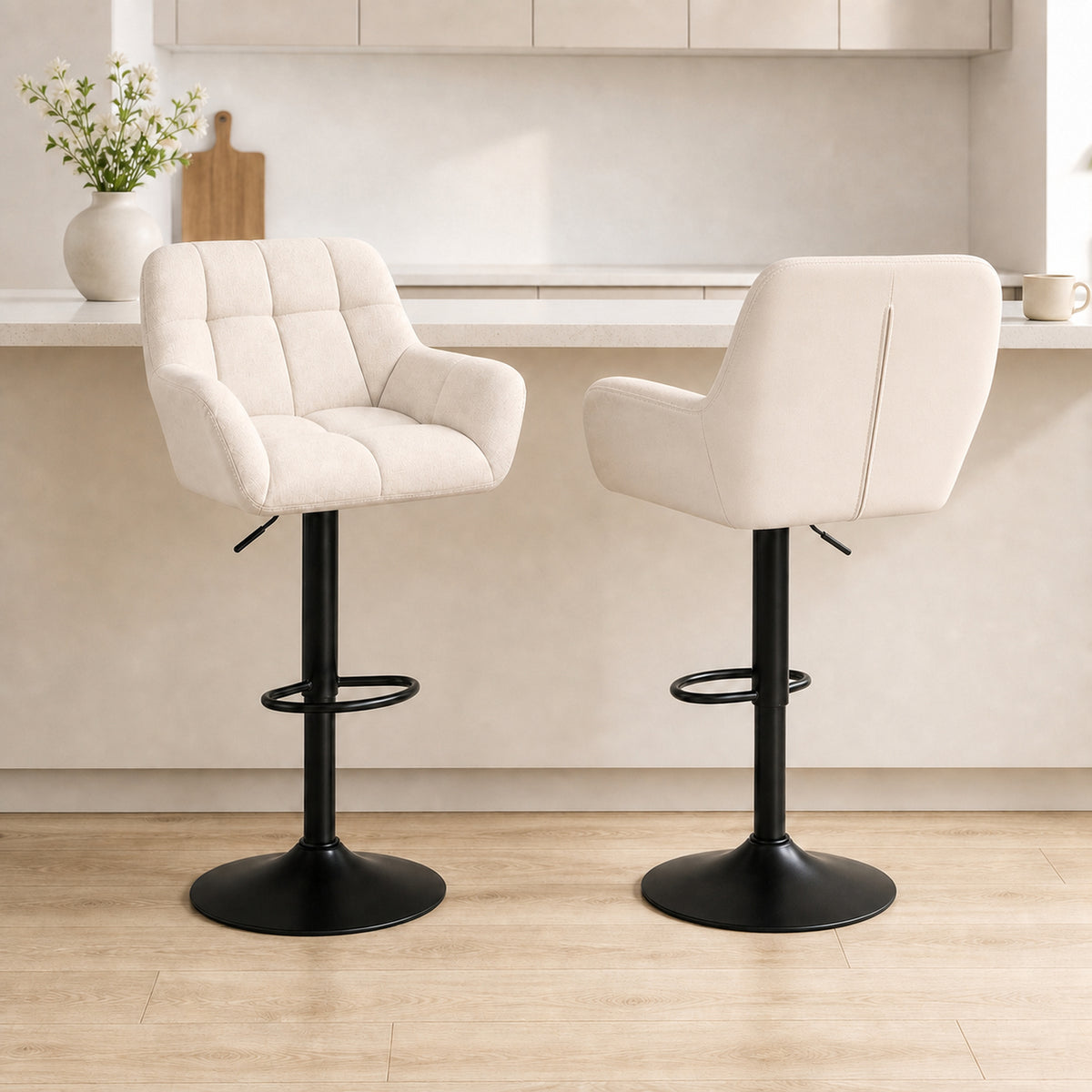 Barhocker 2er-Set höhenverstellbar im Retro-Design