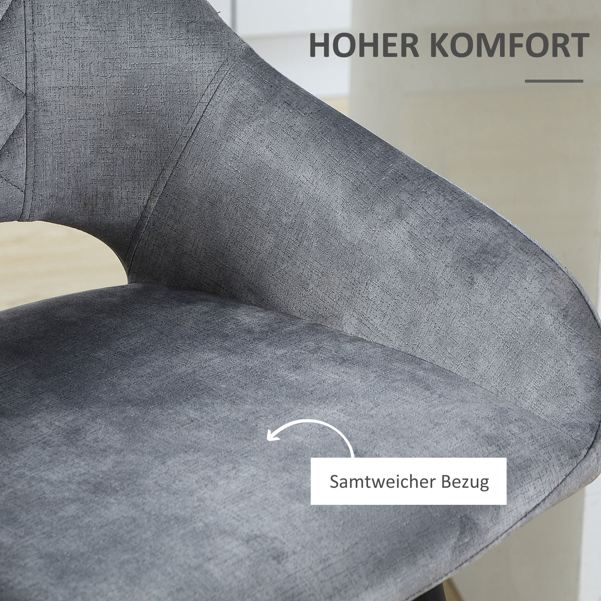 2er-Set Barhocker in Samtoptik mit Rückenlehne