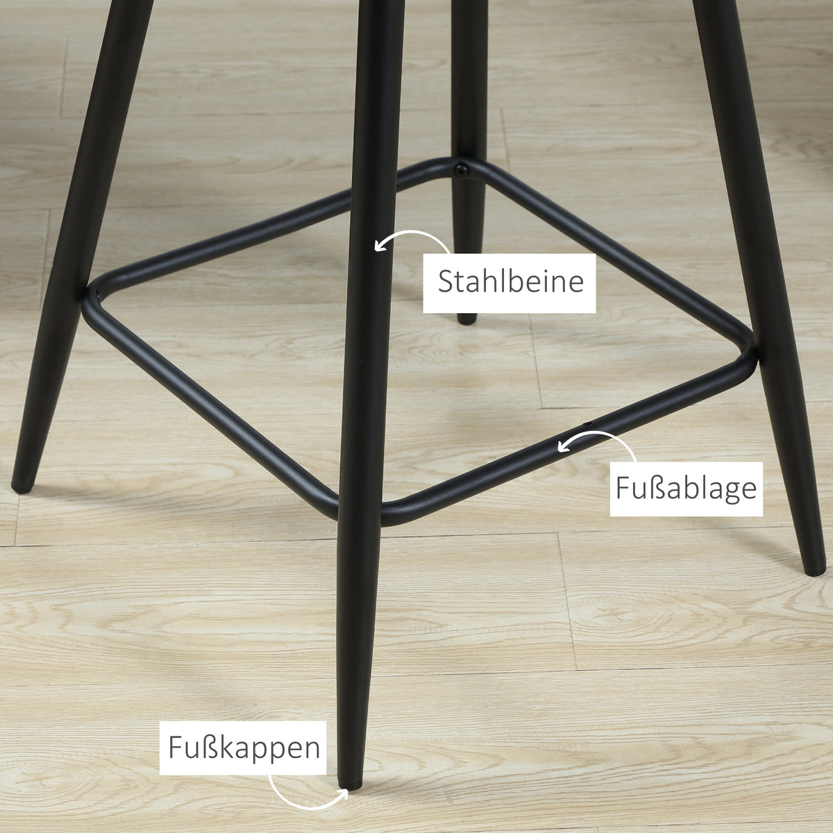 2er-Set Barhocker in Samtoptik mit Rückenlehne