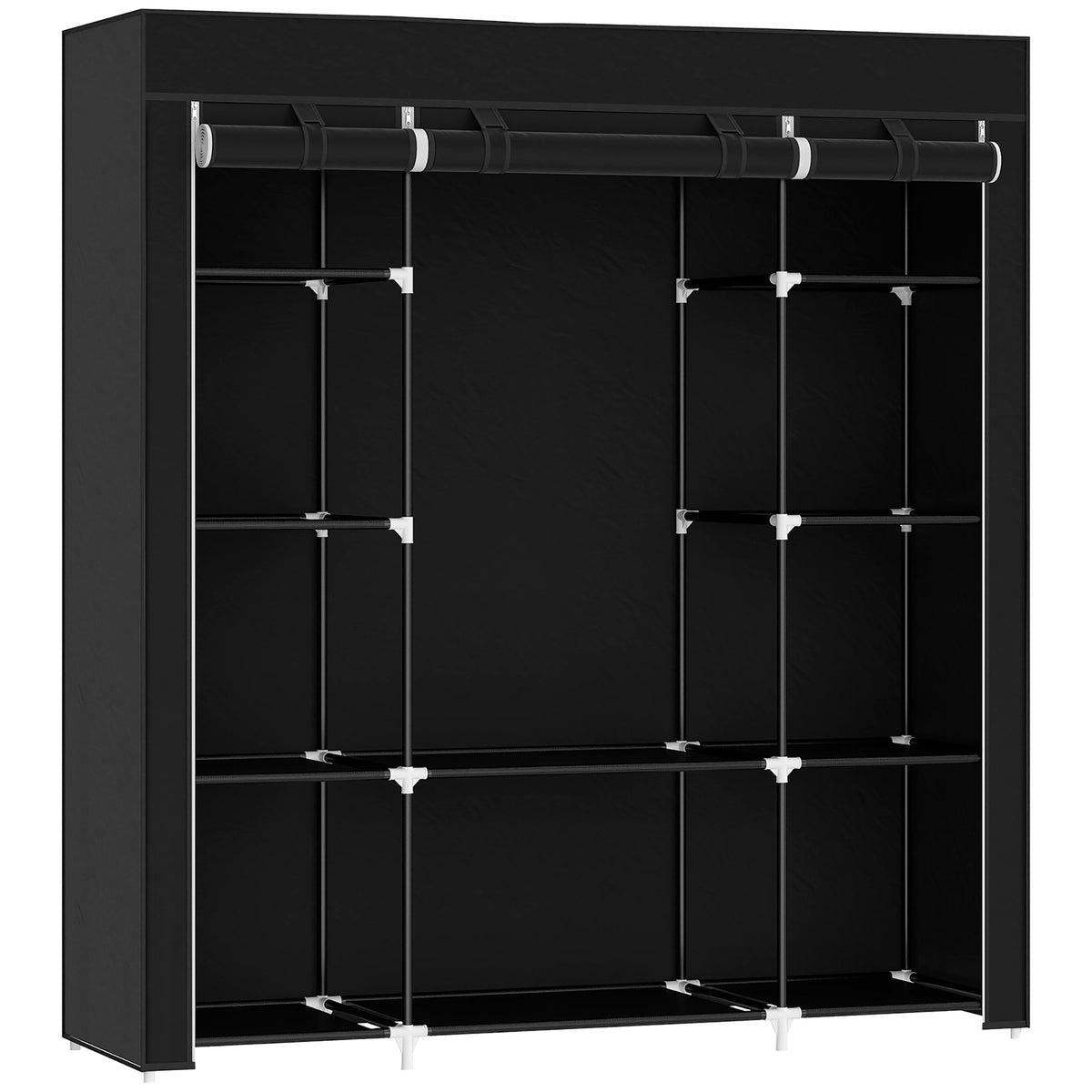 Stoffschrank mit Kleiderstange und 10 Fächern