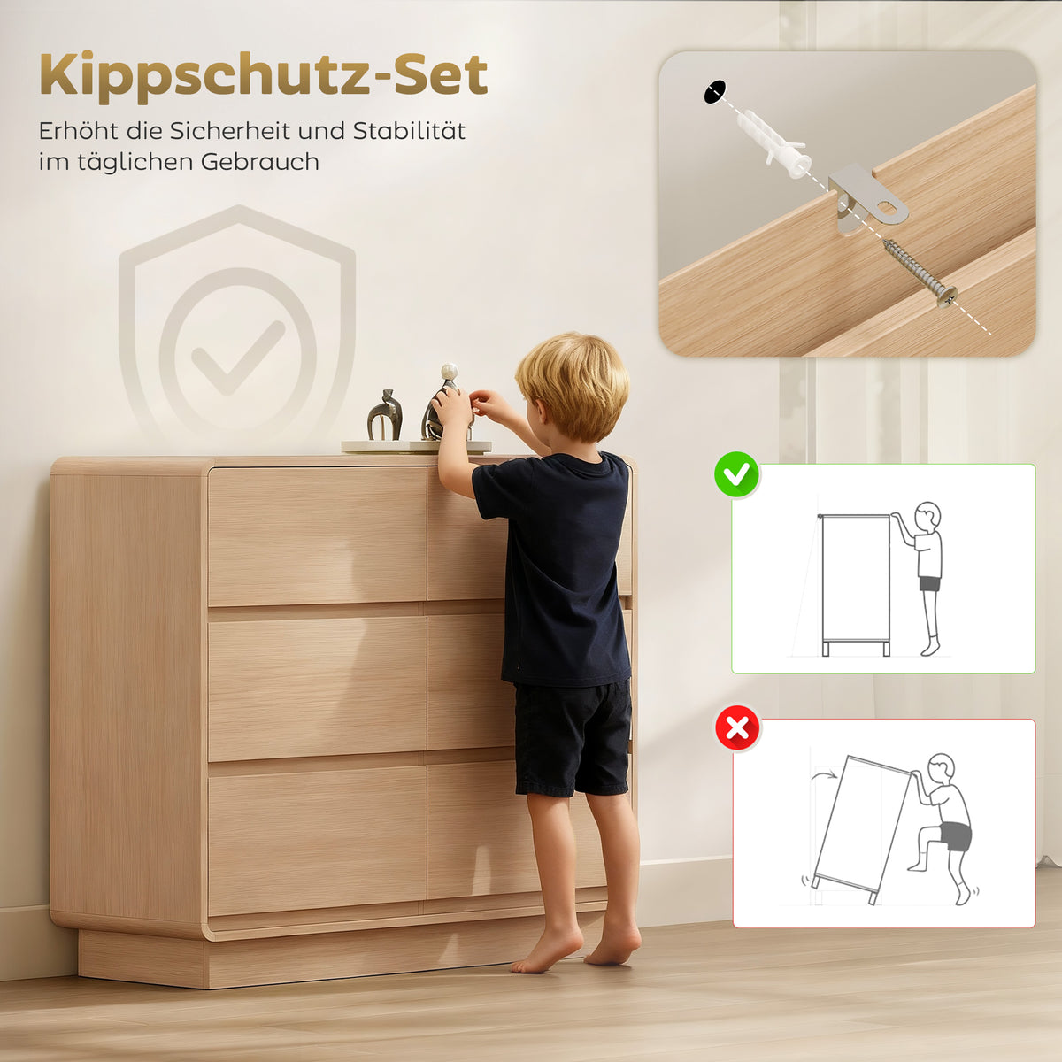 Sideboard 100 cm mit sechs Schubladen