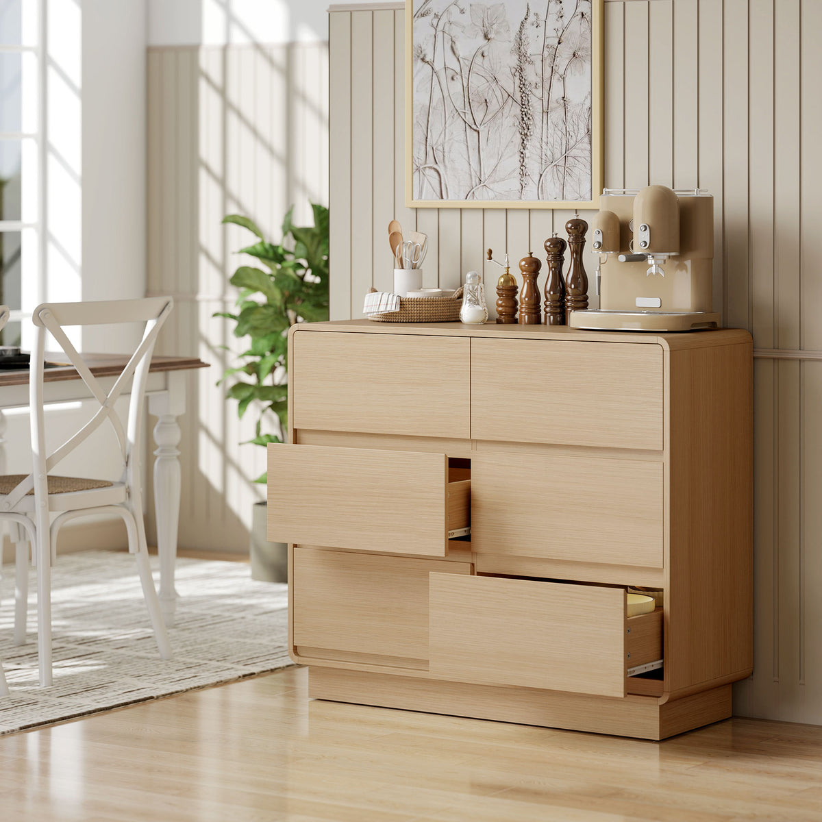 Sideboard 100 cm mit sechs Schubladen