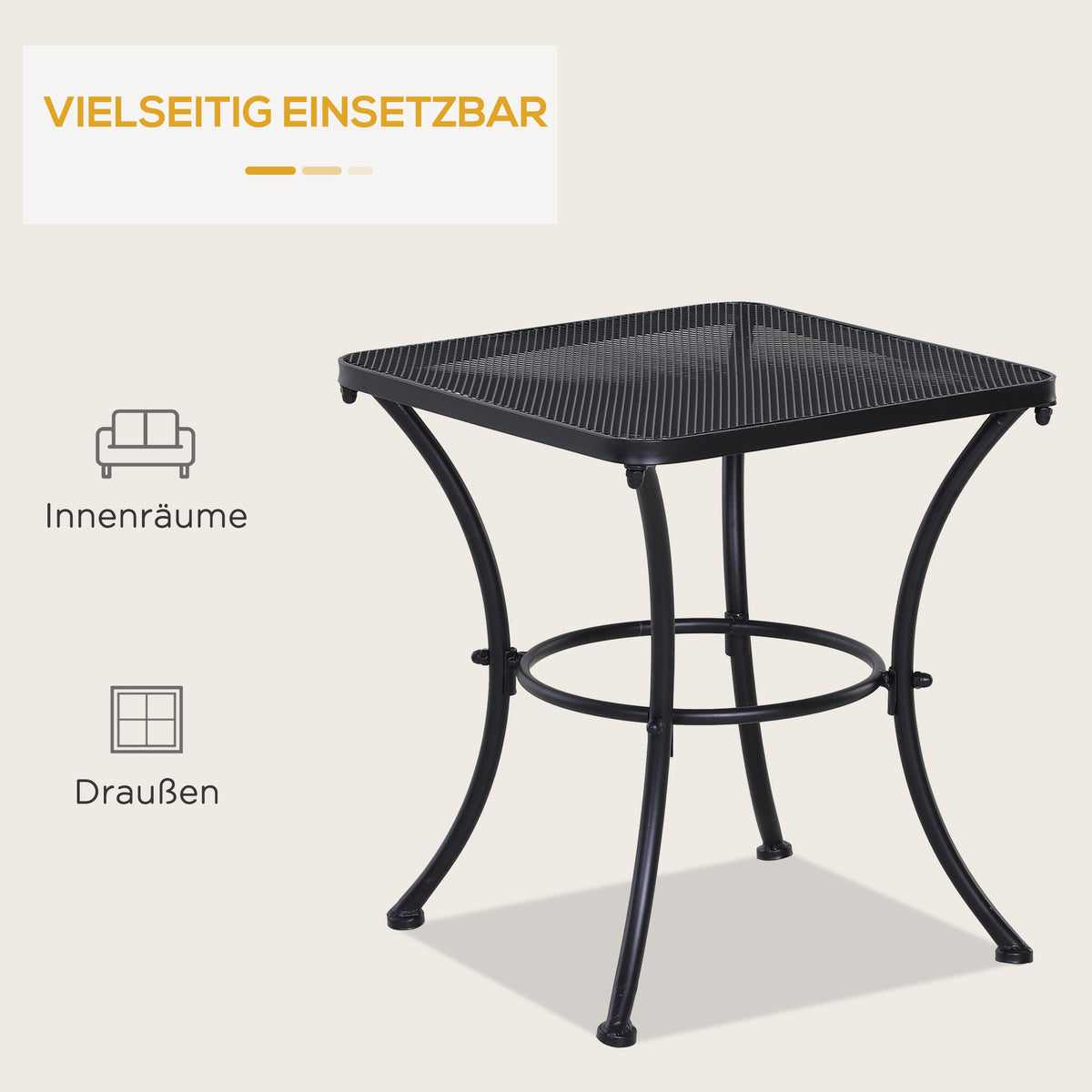 Metall-Gartentisch mit Mesh-Tischplatte