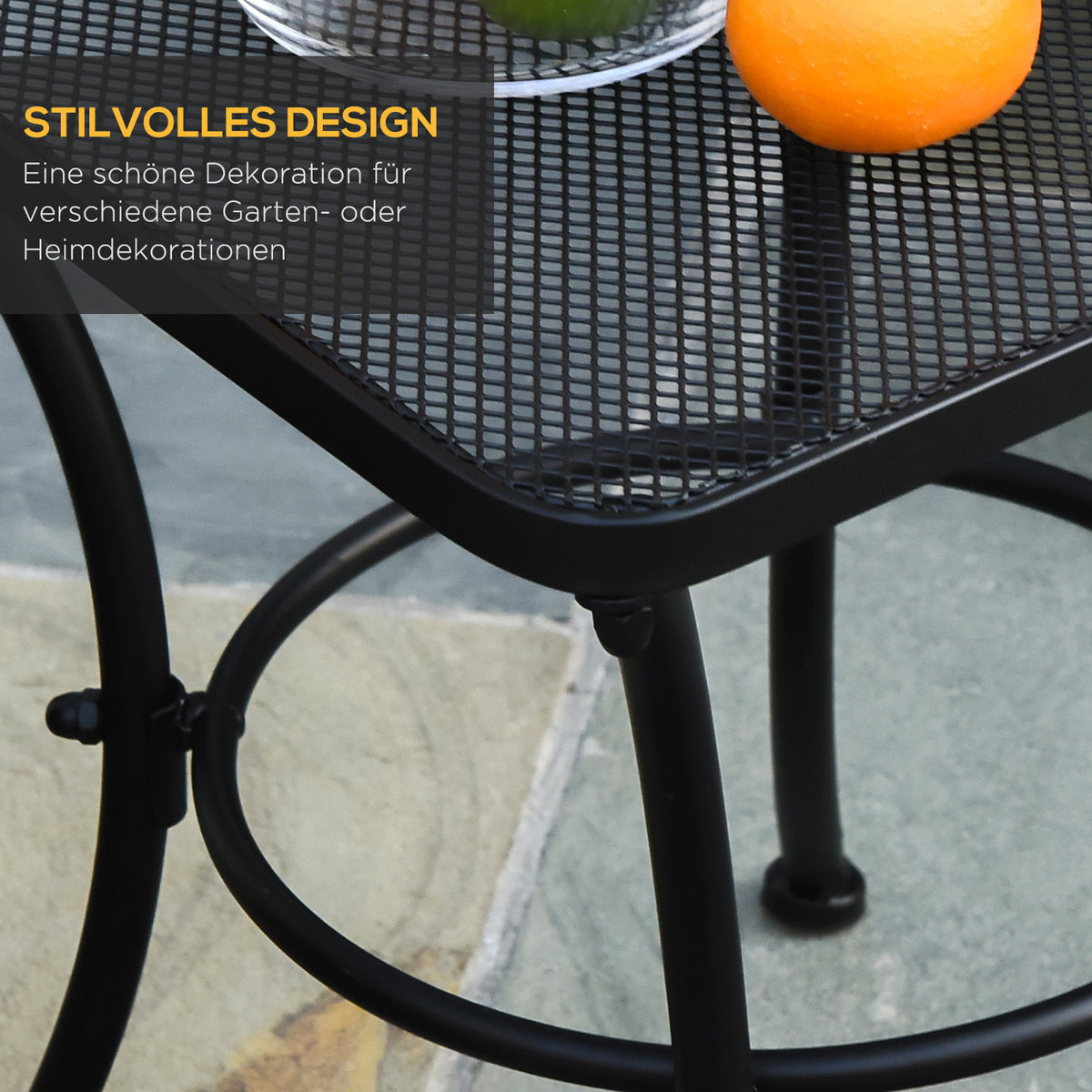 Metall-Gartentisch mit Mesh-Tischplatte