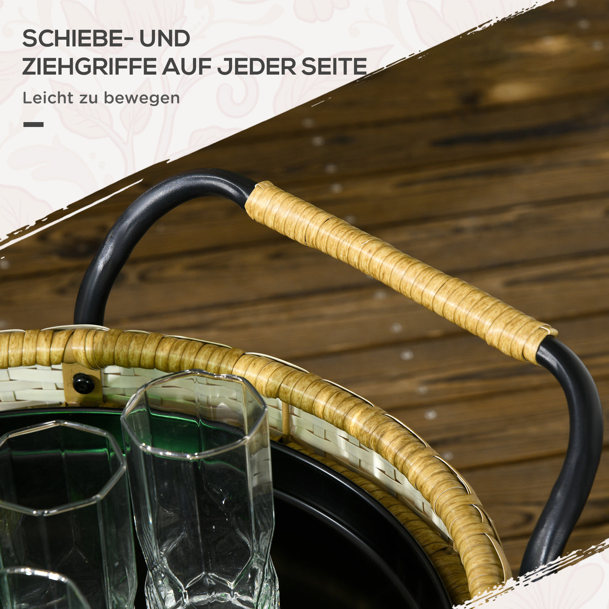 Servierwagen mit zwei Ablagen und Rollen