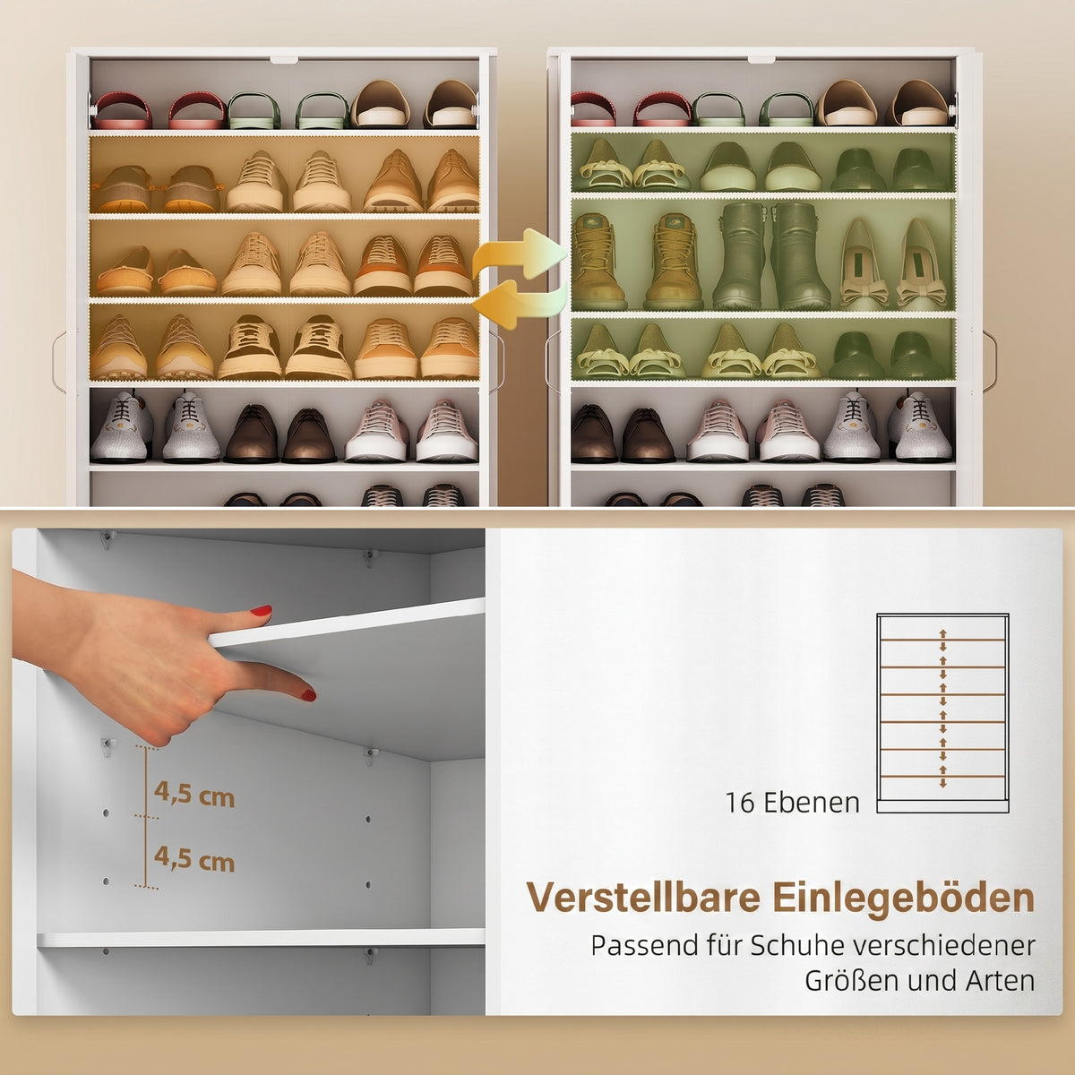 Schuhschrank mit 6 verstellbaren Einlegeböden