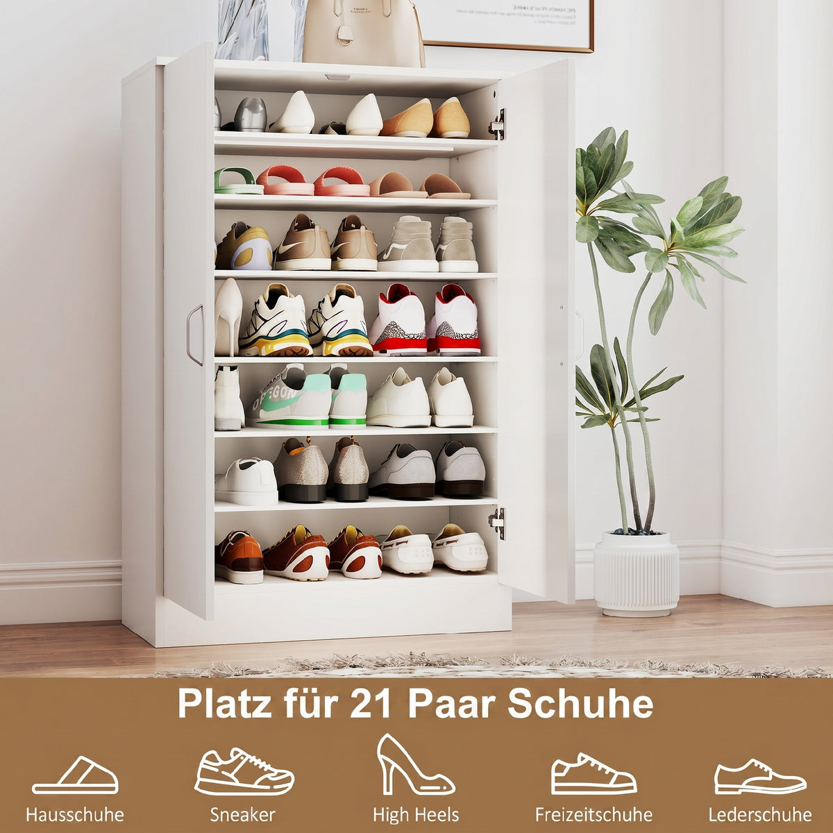 Schuhschrank mit 6 verstellbaren Einlegeböden