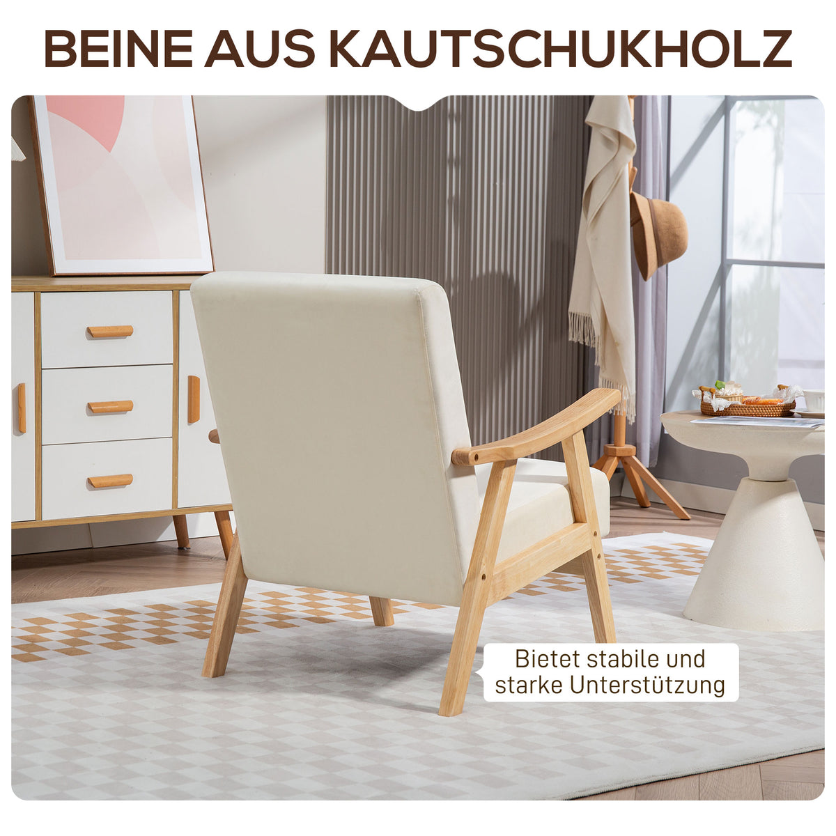 Polstersessel aus Samt mit Holzgestell