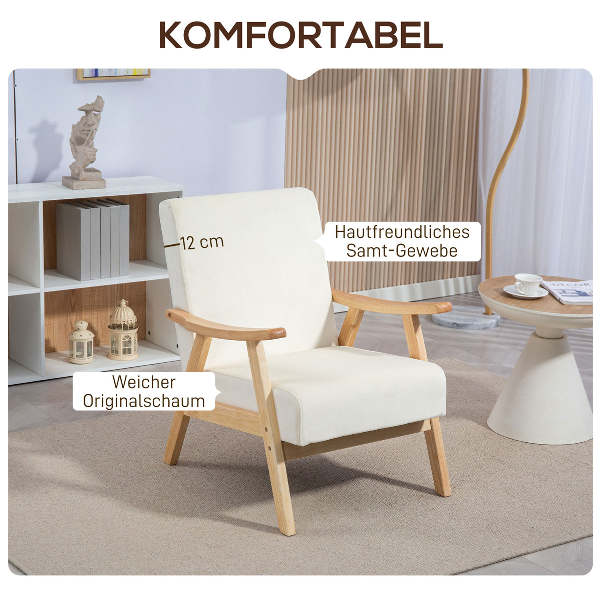 Polstersessel aus Samt mit Holzgestell